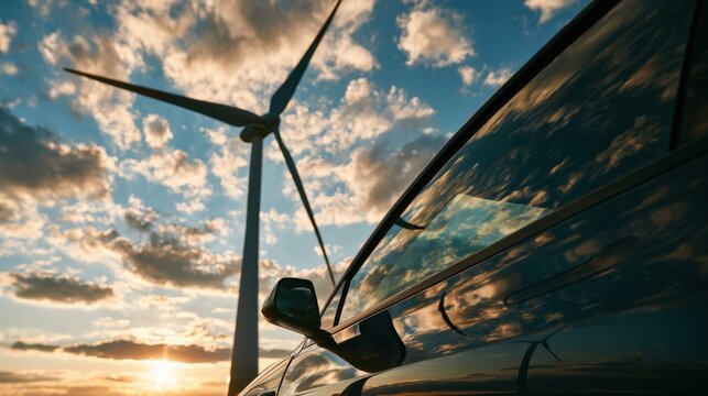 From wind generated electricity to electric mobility, this concept highlights sustainable transport, emission reduction, clean infrastructure, and greener future travel.
