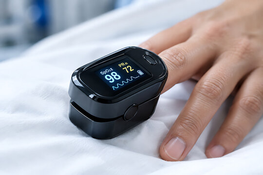 Pulse Oximeter Measuring Blood Oxygen Saturation, Portable Medical Monitoring Device for Respiratory Health, Diagnosis and Clinical Care