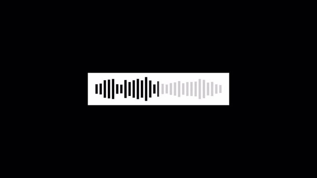 Minimal Audio Waveform Sound or voice message Animation Isolated on Transparent Background.