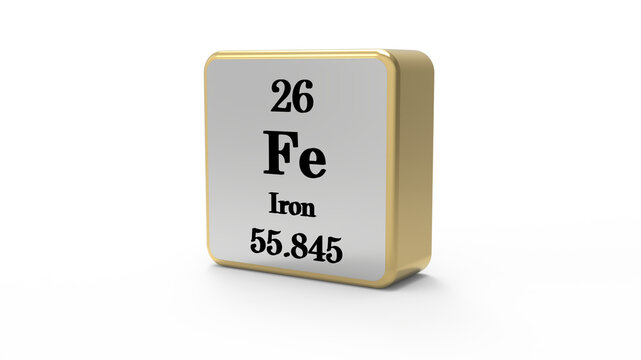 Iron Periodic Table Element Block on Transparent Background PNG