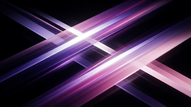 Intercrossing purple and pink light beams creating abstract geometric shapes with crossing lines