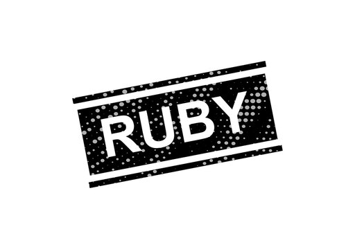 Black stamp with ruby text on white background isolated on transparent background, illustration