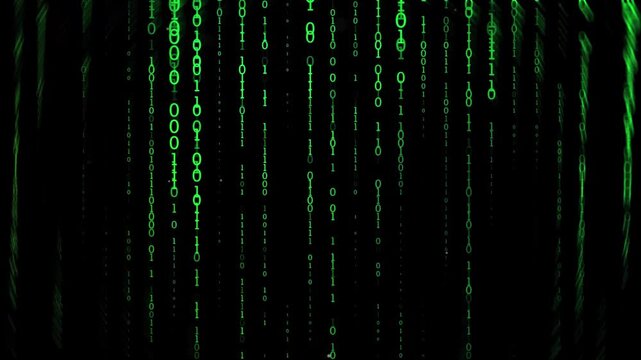 Falling Green Matrix Binary Code Rain Animation