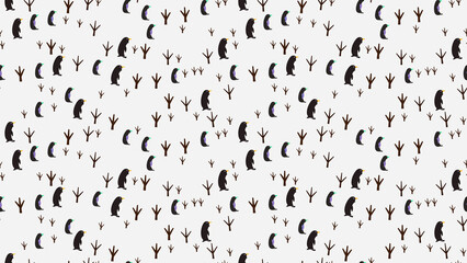 Penguins and Bird Tracks Pattern © babag