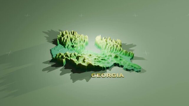 Detailed 3D Terrain and Elevation Map of Georgia