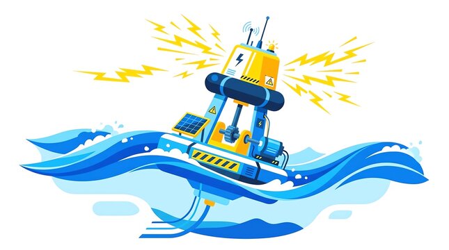 Ocean energy generator buoy with transparent background