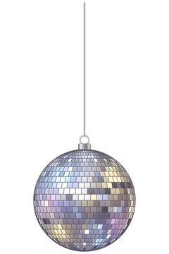 Hanging shiny disco mirror ball isolated