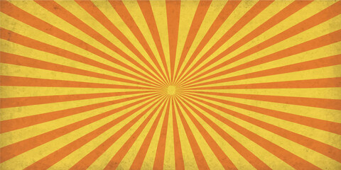 Fototapeta premium Abstract vintage orange and yellow sunburst background with radial comic rays vector illustration