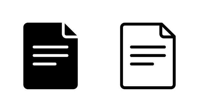 Document file with text lines icon set paper icon office docume
