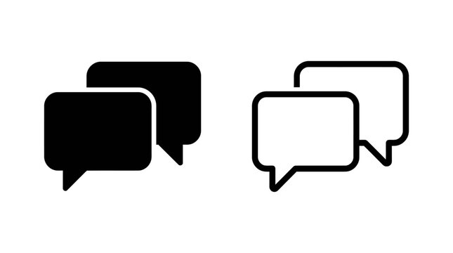 Speech bubble message icons in solid and line design style