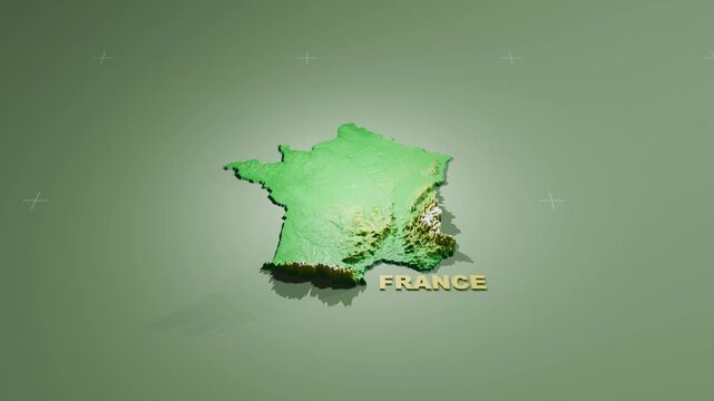 Detailed 3D Terrain and Elevation Map of France