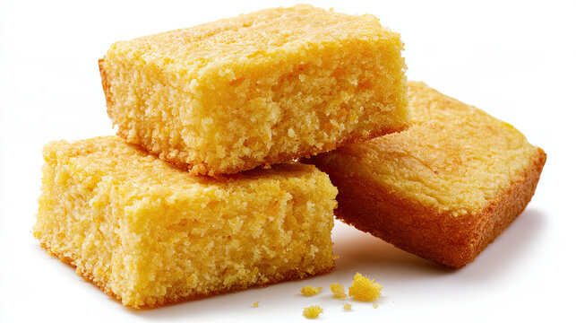 cornbread square isolated on a pure white background
