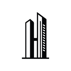 Obraz premium black and white building silhouette