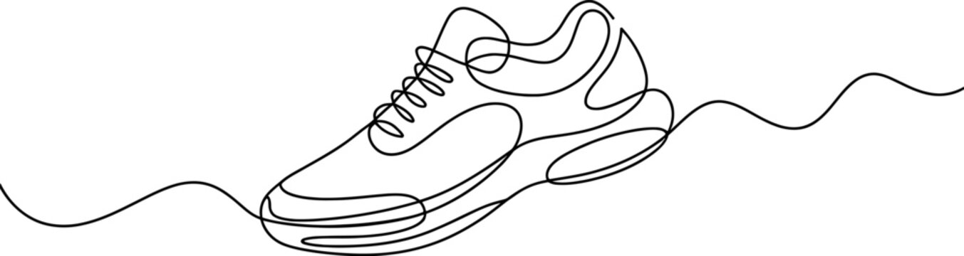 Running shoe drawing in a continuous single line style