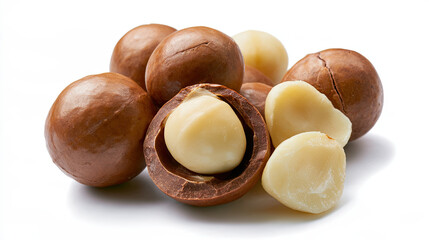 Fototapeta premium transparent macadamia nuts isolated on white background