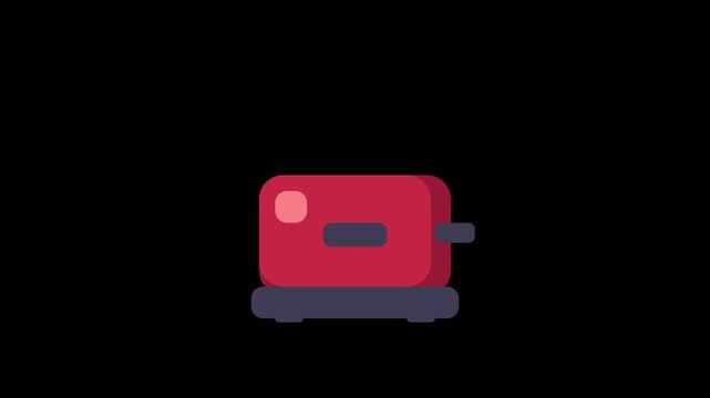 Red Kitchen Toaster Vector Animation Illustration For Breakfast Appliance Concept And Food Preparation Design Projects