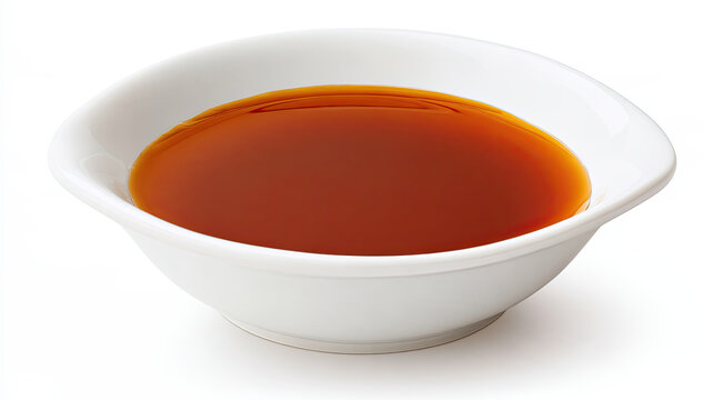 fish sauce in a dipping dish on a white background