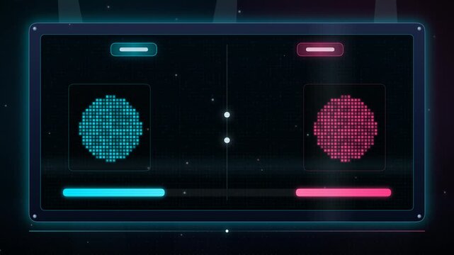 Futuristic Digital Interface With Neon Pixel Brain Animation
