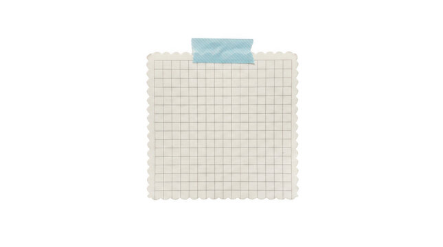 Blank scallop edge grid note paper isolated isolated on transparent background