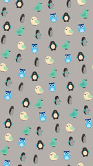 Cute Cartoon Penguin and Bird Pattern © lana
