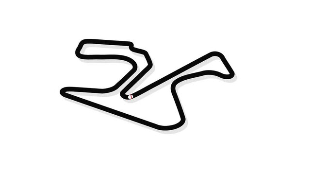 Jerez motorcycle racing circuit layout map showing complex turns and start finish line in this digital motion track animation clip