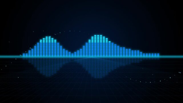 Abstract Blue Neon Digital Audio Equalizer Spectrum Motion Graphic Animation
