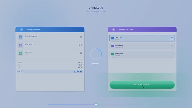 Online Checkout Payment Success Interface Animation