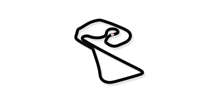 Sachsenring circuit layout displayed in dynamic motion animation for professional racing broadcasts showing technical track geometry and sport video footage