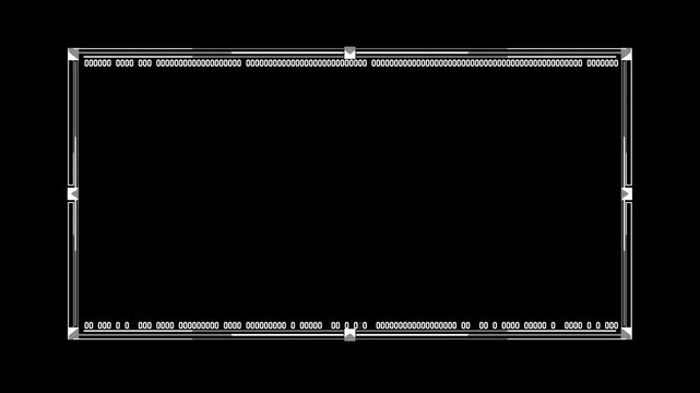 Futuristic Digital HUD Frame Overlay with Scrolling Binary Code