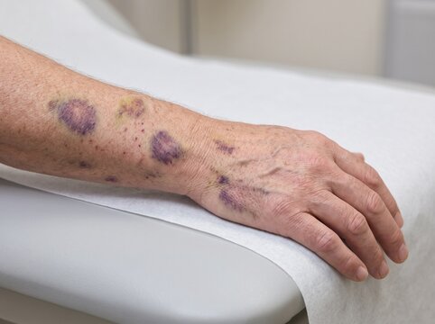 Multiple Unexplained Bruises and Ecchymoses on the Forearm