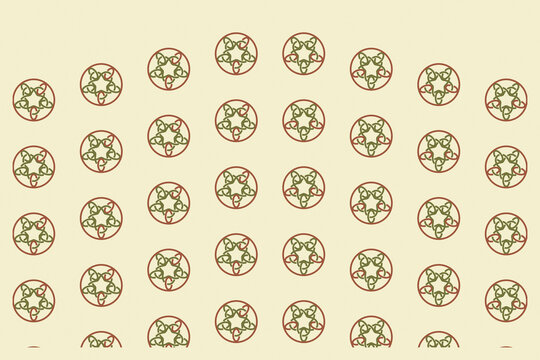 Repeating circular interlace motifs create a refined heritage surface in muted olive and terracotta, suitable for stationery, textiles, packaging, wallpapers, and traditional design projects.