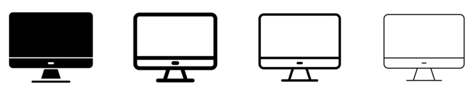 Computer monitor mixed style icon set