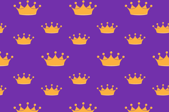 Seamless purple background with a crown pattern