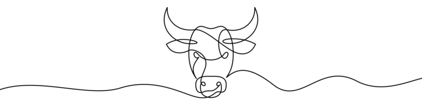 Continuous line art bull head icon