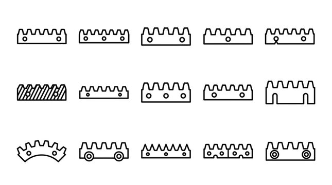 Set of industrial bar clamp variations for mechanical engineering and manufacturing illustrations