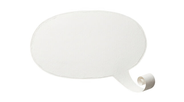 A white paper speech bubble with rolled edge on transparent background transparent background