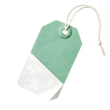 Origami Price Tag with Folded Eyelet and Paper String Transparent PNG