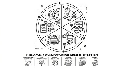 Fototapeta premium Freelancer Workflow and Task Management Visual Diagram Infographic.