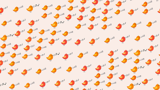 Pattern of singing birds and musical notes