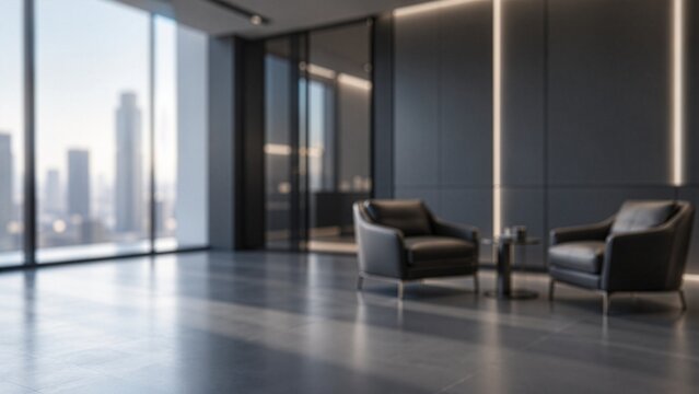 Premium high-tech therapy consultation office with soft defocused background and copy space for professional counseling concept