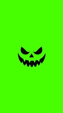 Creepy Halloween Pumpkin Face Animation Loop Isolated on  Green Screen, Evil Jack O Lantern Character with Sinister Expression for Chroma Key, Horror Videos, Spooky Content and Social Media