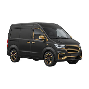 Black and Gold Delivery Cargo Van Isolated Ecommerce Illustration