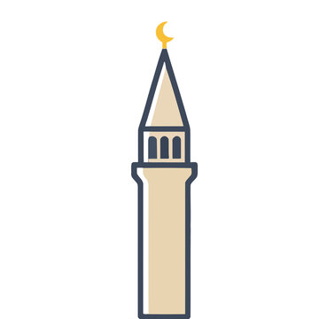 Minaret with Crescent Moon Icon