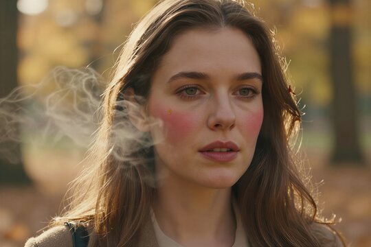 Young Woman As Main Subject Positioned In Foreground With Soft Focus Background Outdoor Setting Park To Late Teens Early Twenties Fair