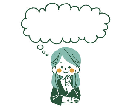考えている女性と吹き出し