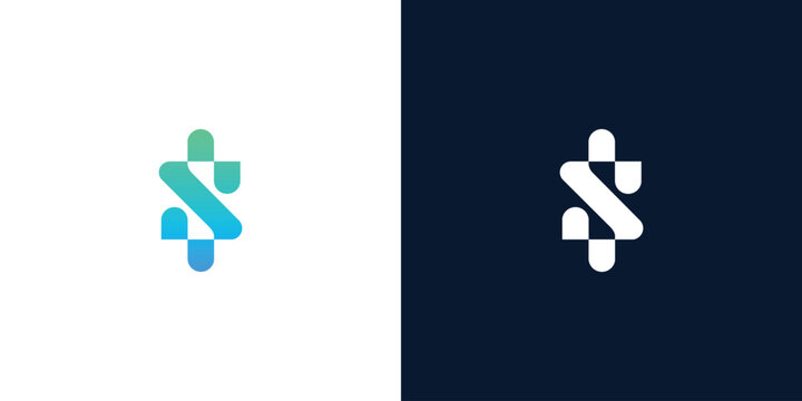 Modern letter S medical cross logo design template
