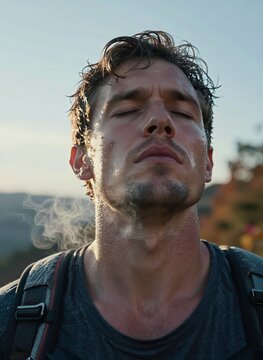 Captures Close Portrait Of Man Outdoors To Late Afternoon Judging By Warm Soft Lighting Rugged Sun Kissed Complexion Indicative