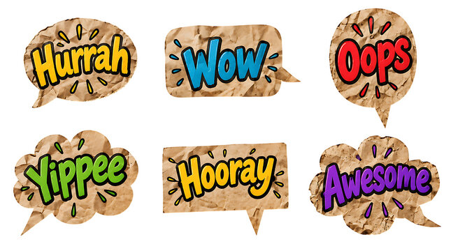 Comic speech bubbles with text isolated on transparent background