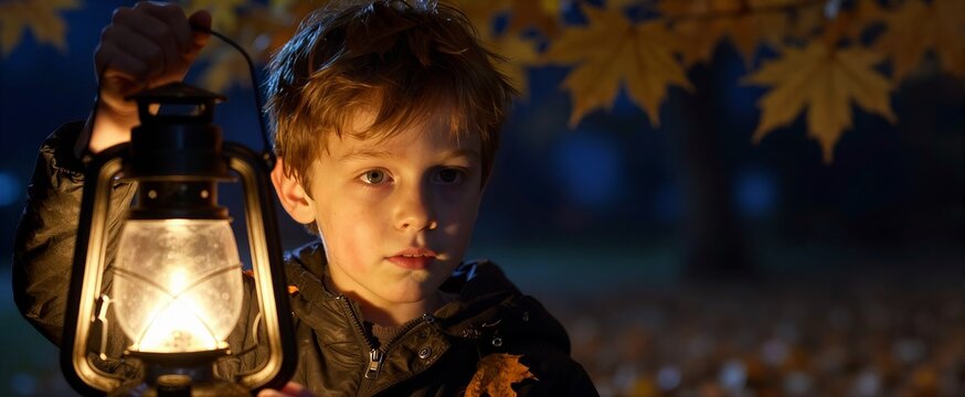Captures Young Child Boy With Contemplative Expression Hair Tousled To Outdoors Evening Night As Suggested By Darkness Surrounding
