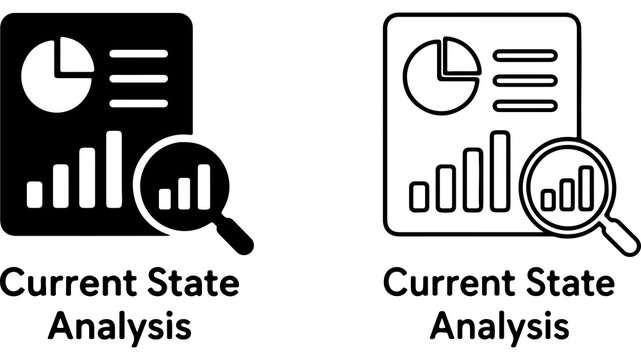 Current State Analysis Icon Set in Glyph and Outline Style